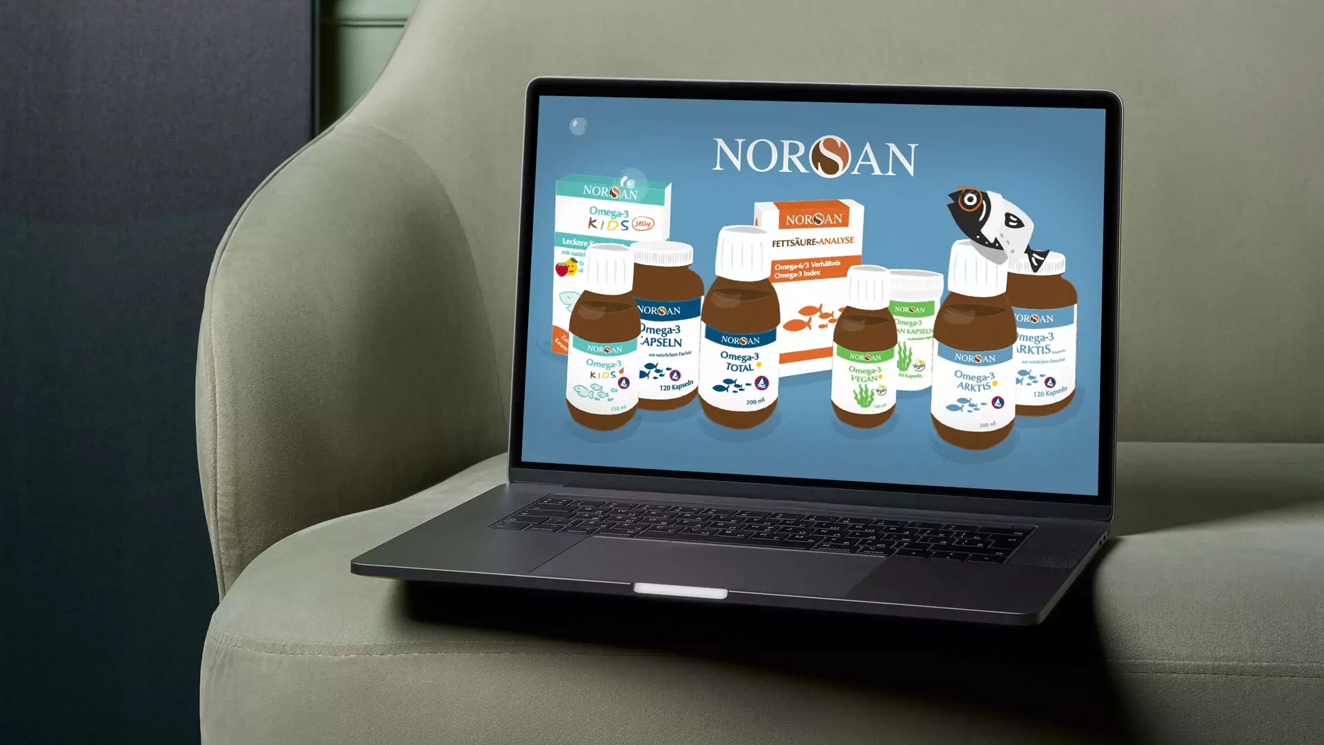 MacBook Pro on a Couch Mockup 1